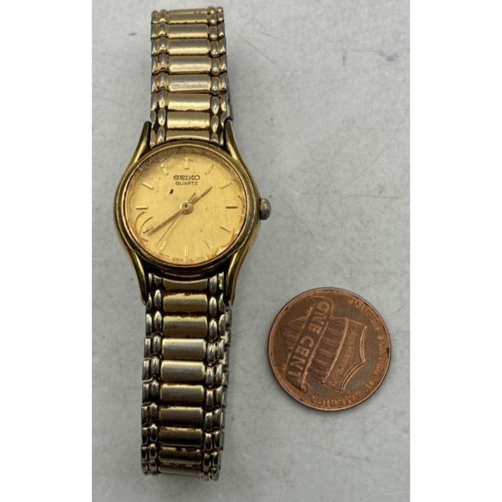Seiko Quartz Womens Watch Gold Tone Expansion Band 1N01-0E19 Vintage 20mm Case